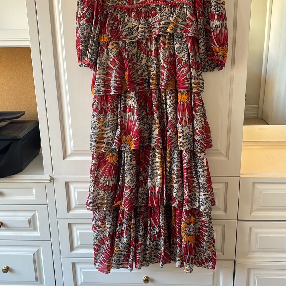 G by Gregory Boho Ruffle Tiered Cotton Dress Designer Size Small - Picture 4 of 16